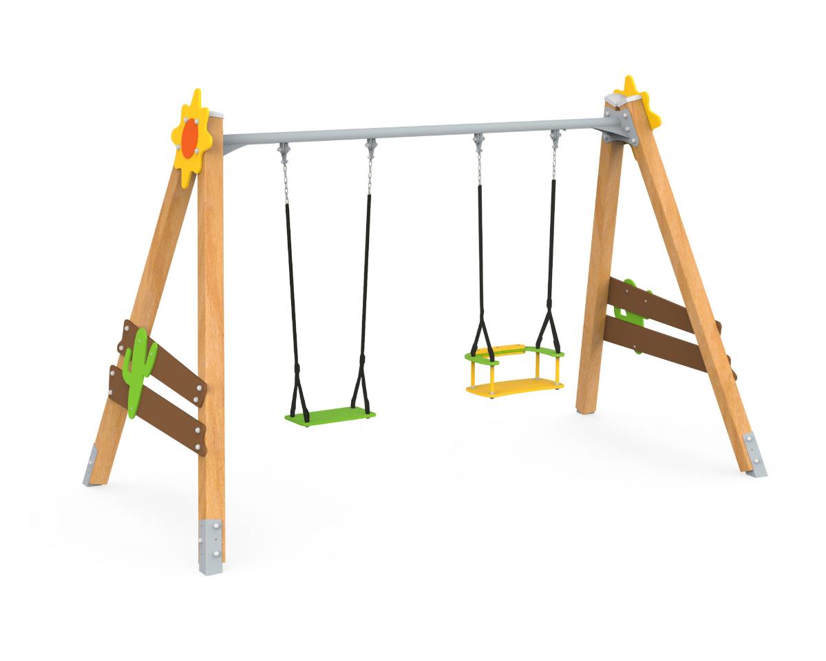 Качели на брусе «Кактус» двойные